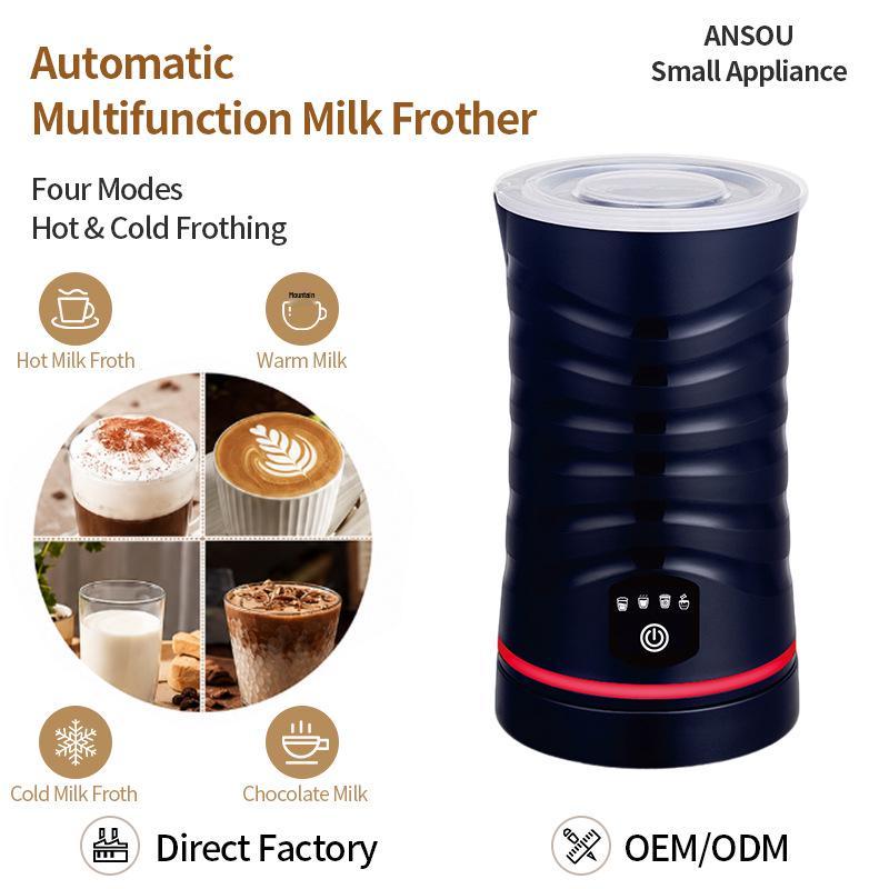 Magnetic Levitation Milk Frother with Temperature Display, 4-in-1 Hot/Cold Automatic Frother