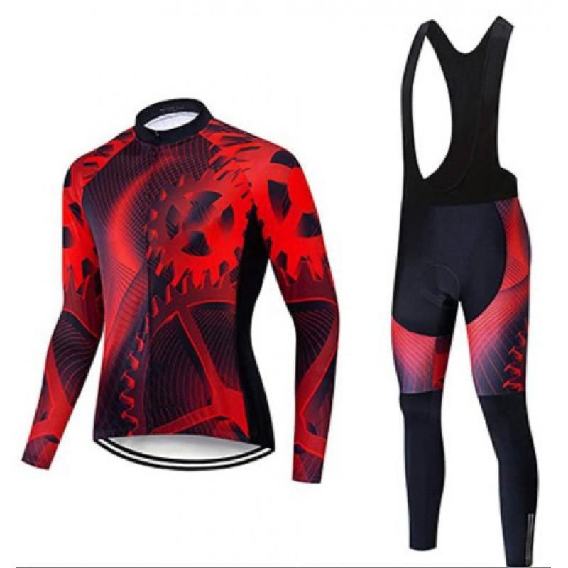 Set Maglia da Ciclismo in Pile da Uomo Invernale Termico Manica Lunga Abbigliamento da Bici per Ciclismo con Clima Freddo
