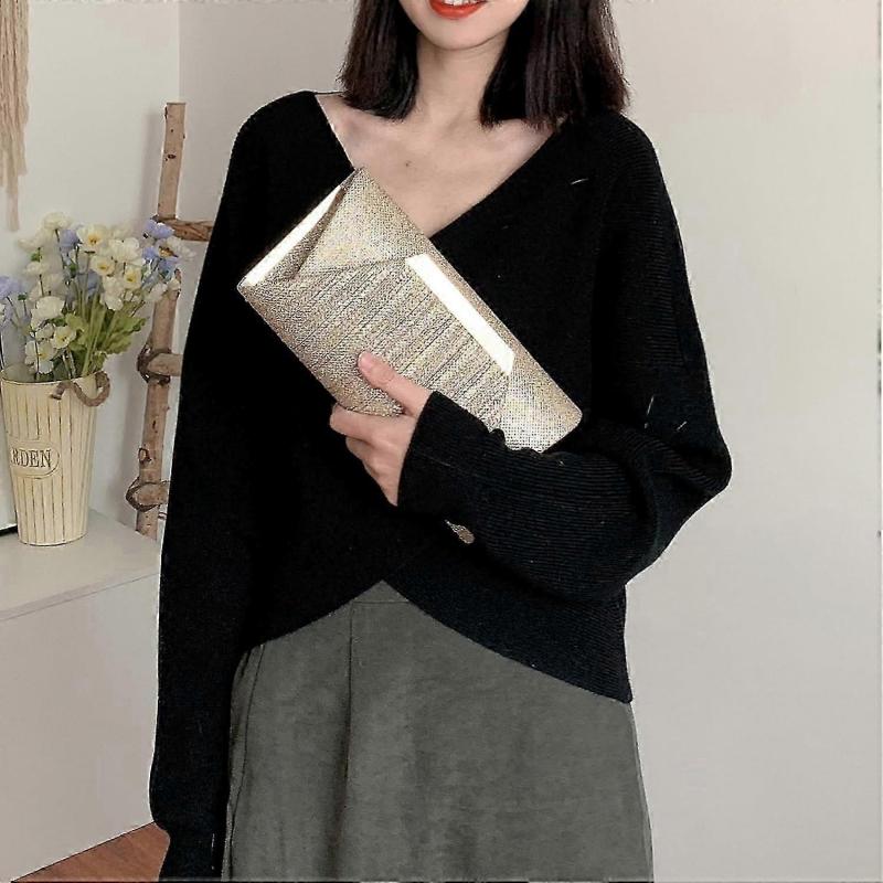 Glitter Clutch Purses for Women Evening Bags Flap Envelope Handbags Wedding Party Prom Clutch In Silver and Gold