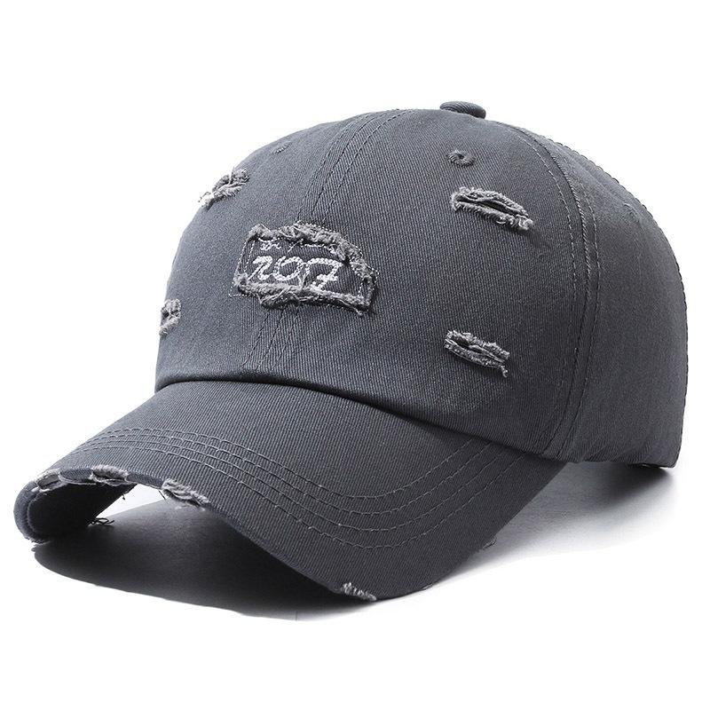 Fashionable Women's Spring and Autumn Letters Ripped Baseball Cap Outdoor Sports Men's Travel Casual Sun Hat Trendy Duckball Cap