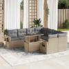 VidaXL Garden Lounge Set with Cushions 9 Pcs Beige Braided Resin 3326450