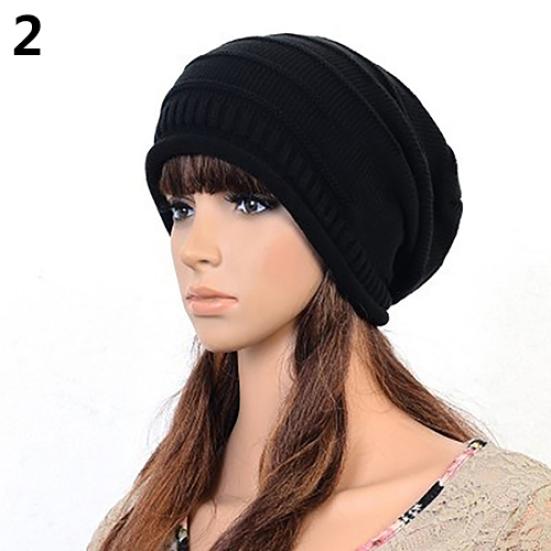 Women Autumn Fashion Hip Hop Cap Winter Warm Casual Pleated Crochet Beanie Hat
