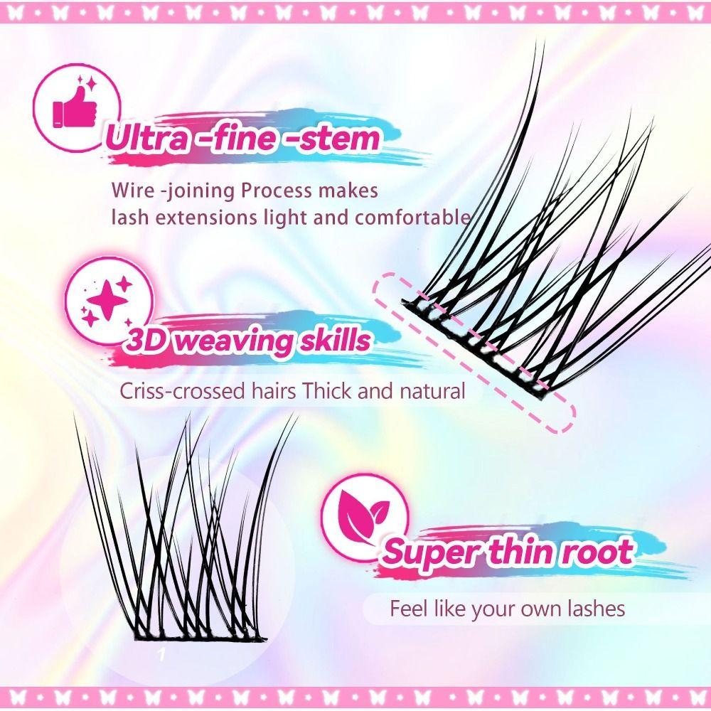 32 Rows Eyelash Extension Fluffy Individual Eyelashes Tweezers Cluster Eyelashes  Music Festivals