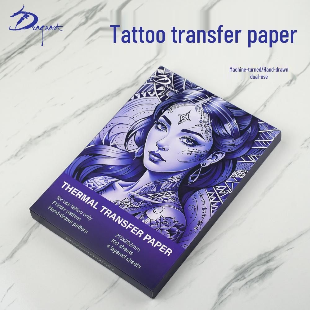 Dragon Art Hand-Drawn Tattoo Transfer Paper - 4-Ply Thermal Sheets, 100 Sheets/Box