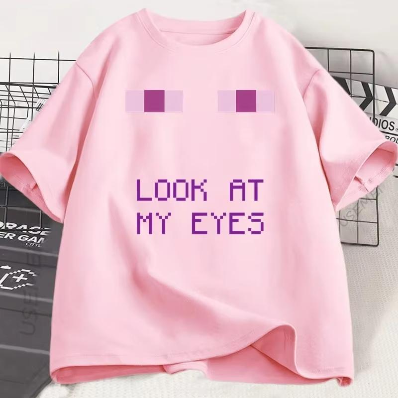 Enderman Eyes Game T-shirts Funny Design Women Short Sleeve T Shirt Casual Round Neck Loose Graphic Tees Clothes