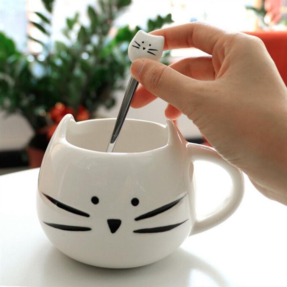 Cake Stainless Steel Cute Animals Cartoon Coffee Stirrer Cat Dessert Spoon Stirring Tool Tea Spoons