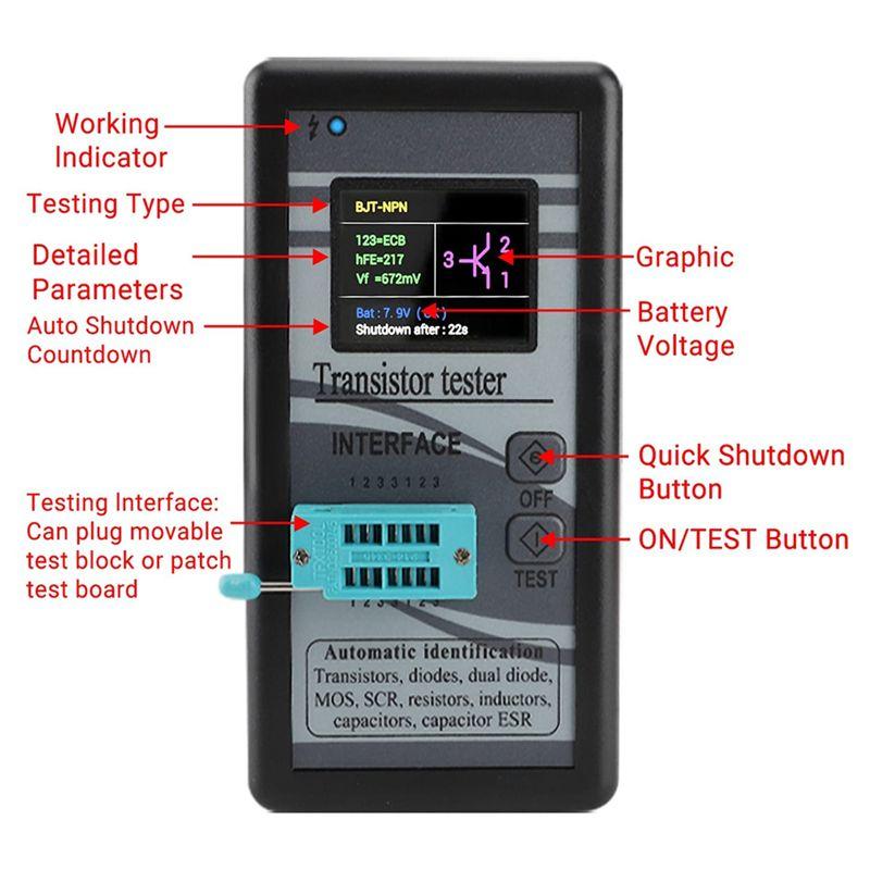 A84E-Multi-Purpose M328 Transistor Tester Diode Thyristor Capacitance Resistor Inductance MOSFET ESR Meter LCD Digital