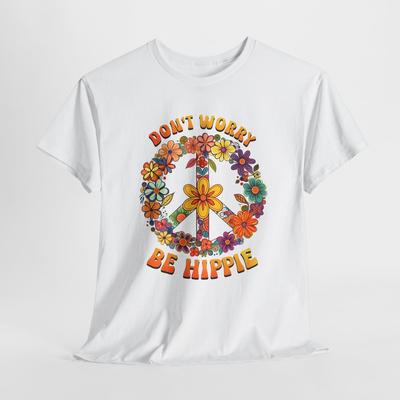 T-shirt Dont Worry Be Hippie | T-shirt Rétro Hippie Années 70 | Chemise de Festival Boho