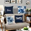 Blue Flower Decorative Pillowcase, Ultra-soft Polyester Material Living Room Sofa Back Car Pillowcase Home Decoration