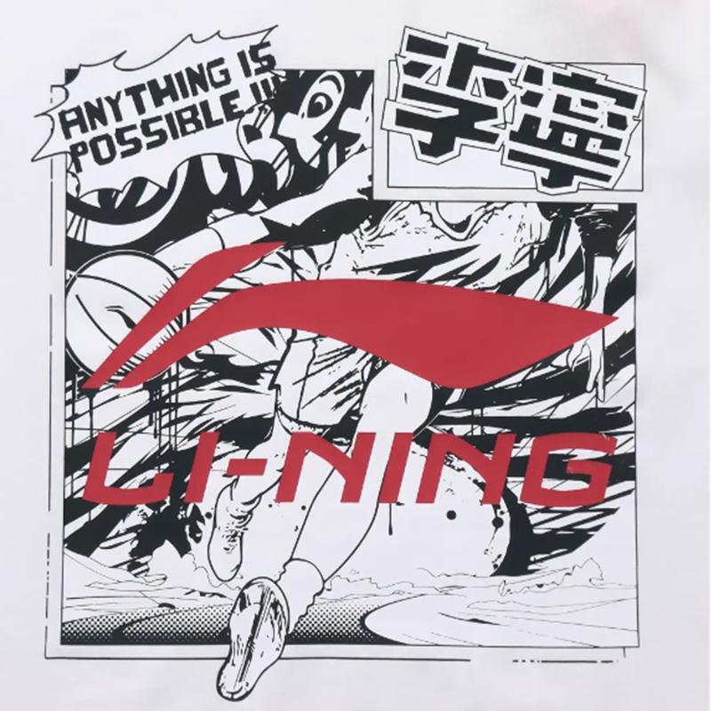 Li Ning Logo Print Loose Fit Round Neck Short Sleeve Casual Sports Set Unisex sets White Black AHSUA21-1+YAPV001-1