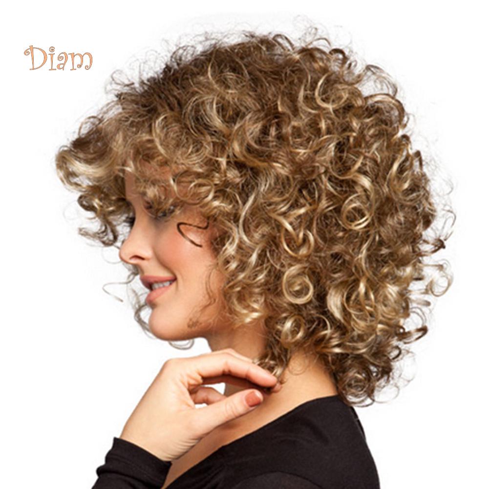 Women Solid Color Shoulder Length Curly Wig Cosplay Costume Synthetic Hairpiece Hair Accessories