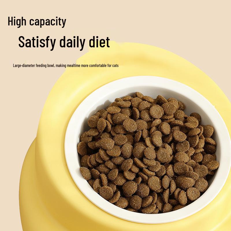 Pet Double Ceramic Bowl: Integrated Water & Food Anti-Tip Feeder for Cats and Dogs