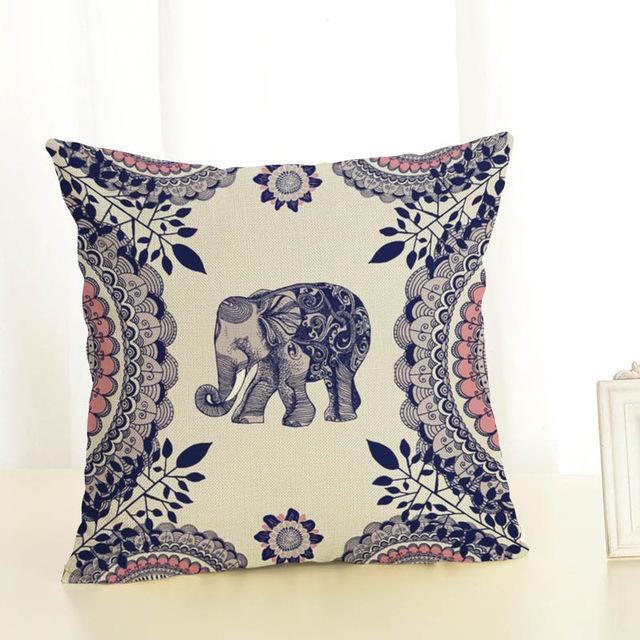 Creative Cartoon Elephant Cushion Cover Cotton Linen Elephant Printing Pillow Case For Sofa Home Decoration Almohada Zt89