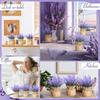 Artificial Lavender Plant Small Fake Lavender Flowers Decor in Burlap Bag Rustic Potted Plant for Kitchen Farmhouse Home Decor