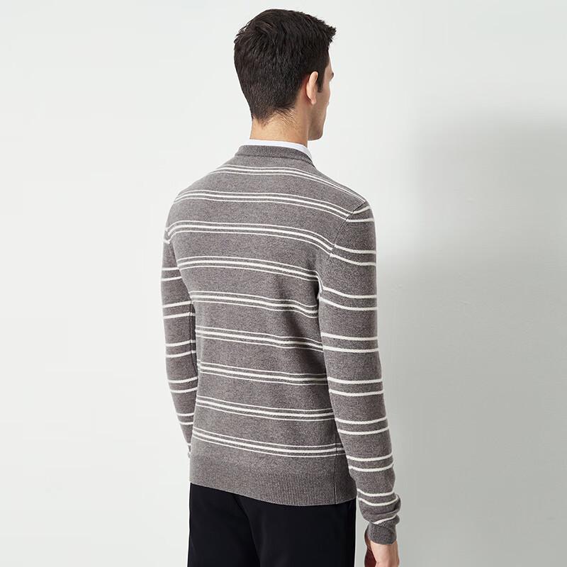 Shanshan Men's 100% Merino Wool Color Block Striped Pullover Sweater