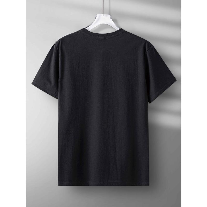 European sizes HERCULES with Bold H Men's Casual Short-sleeved Round Neck T-shirt, Micro-elastic Knitted Fabric, Printed T-shirt, Regular Fit