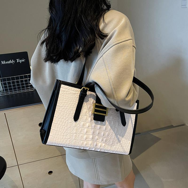 Freizeit Damen Ein Schultertasche Achseltaschen Große Kapazität Herbst Winter Vielseitige Handtaschen Textur Steinmuster PU Tragetasche