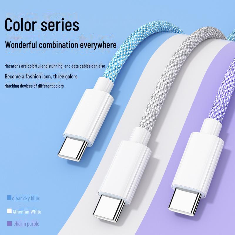 High-Quality Braided Data Cable for Apple 15PD20W & Huawei/Xiaomi 66W Fast Charging