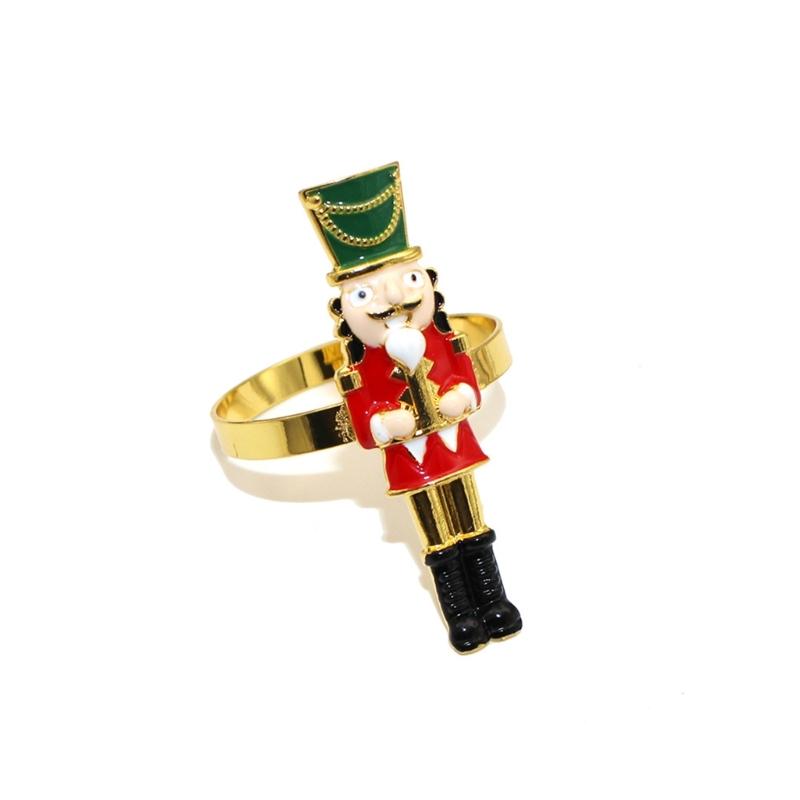 Elegant Holiday Dinner Napkin Rings Nutcrackers Design Alloy Metal Christmas Decors Elegant Alloy Napkin Holders