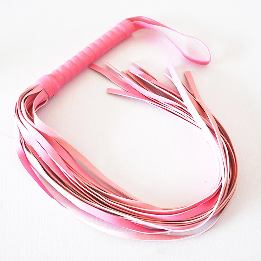 Pink 50cm long tails whips Delicate Leather Paddle spank For Couples Sex Toys Adult Games Spanking slave For Couples