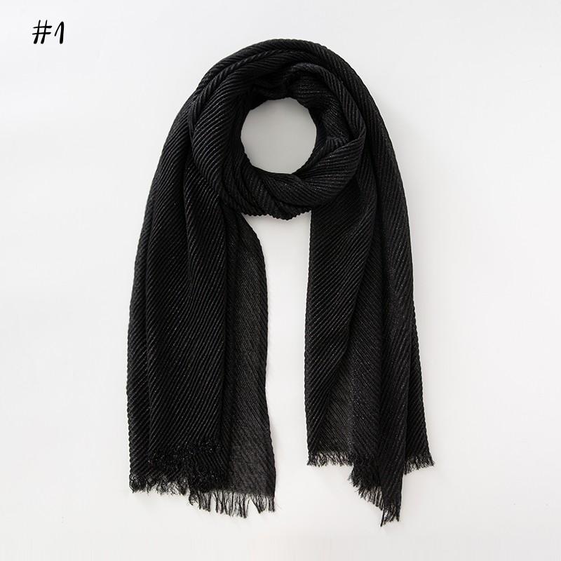 Fashion Wrinkle Plain Soft Shawl Funcy Shimmer Shiny Hijab Scarf Gold Silver Threads Headscarf Bangladeshi Cotton Shawl