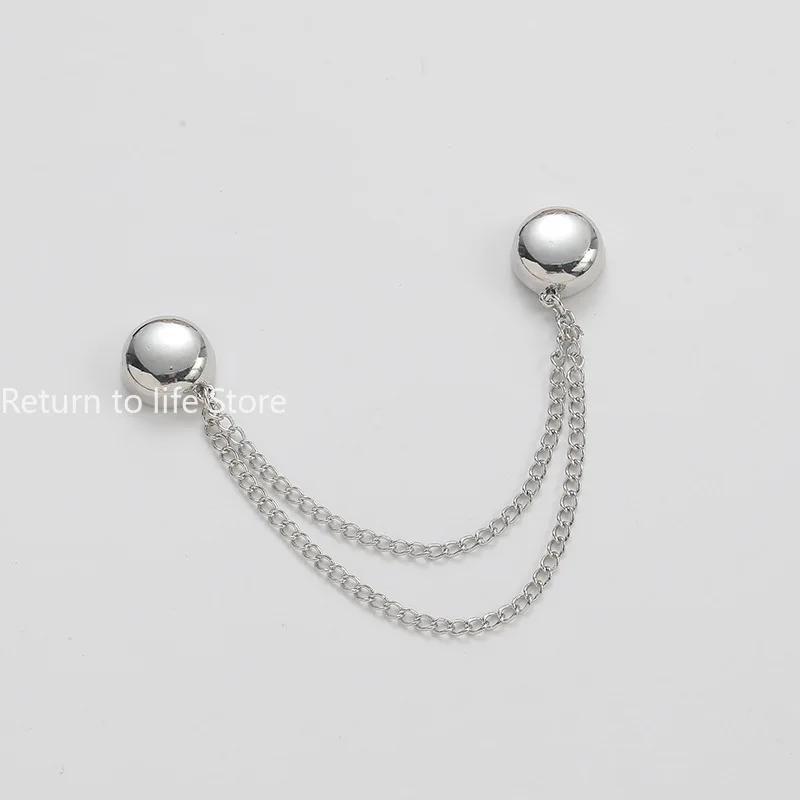 Multi-Function Magnetic Clothing Clip with Chain Metal Buttons Clip Clothes Scarf Trouser Legs Cuff Fixing Magnet Pin