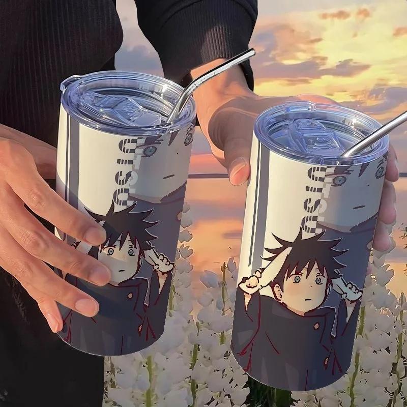 Jujutsu Kaisen Yuji Hrneček 500 ml Satoru Gojo Nerezová Ocel Cestovní Termohrnek Izolované Brčko Hrneček na Kávu Dárek Pro Děti