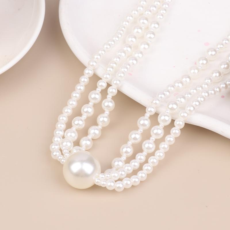 Elegant Multi Layer Smooth Imitation Pearl Long Tassel Necklace For Women Beads Sweater Chain Neck Jewelry