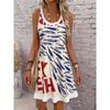 Abito da Donna Vintage Stampato Senza Maniche Girocollo Ampio Morbido Comodo Taglie Forti