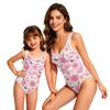 Girls One Piece Swimsuit Floral Print Round Neck Sleeveless Swimwear Suitable for Kids Comfortable Fit Lightweight Fabric