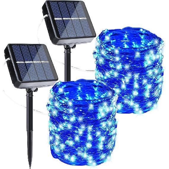 Joomer Solar Fairy Lights, 2-Pack Total 80FT 240LED Lights, Warm White | Copper Wire, Solar String Light Waterproof 8 Lighting Modes for Patio Fence