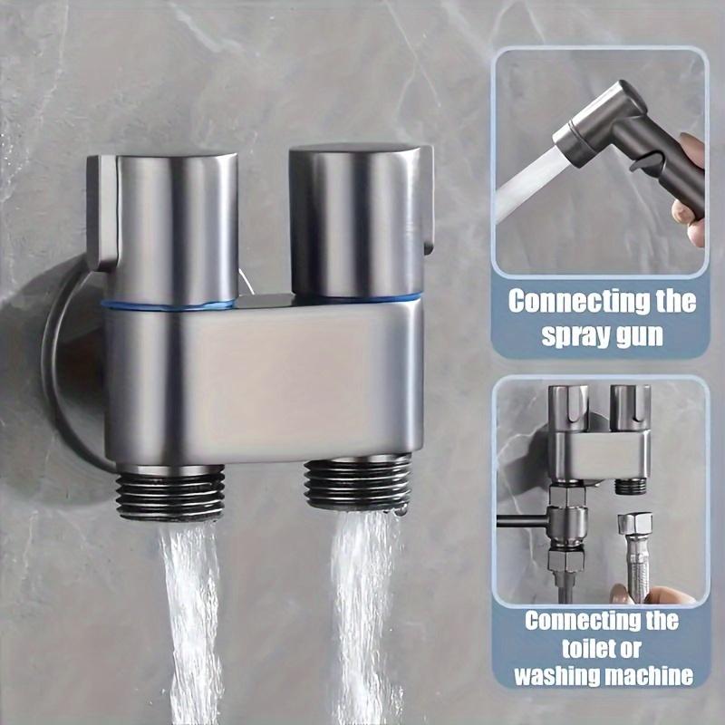 Family Corner Valve Toilet Nozzle - Dual Outlet Flush, One Inlet and Two Outlets, Handheld Basin Nozzle, Easy To Install and Space Saving