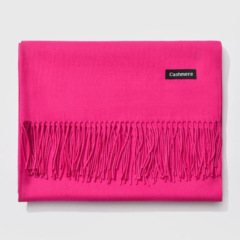 2024 Autumn/Winter Women's Solid Color Faux Cashmere Shawl & Snood Scarf Set