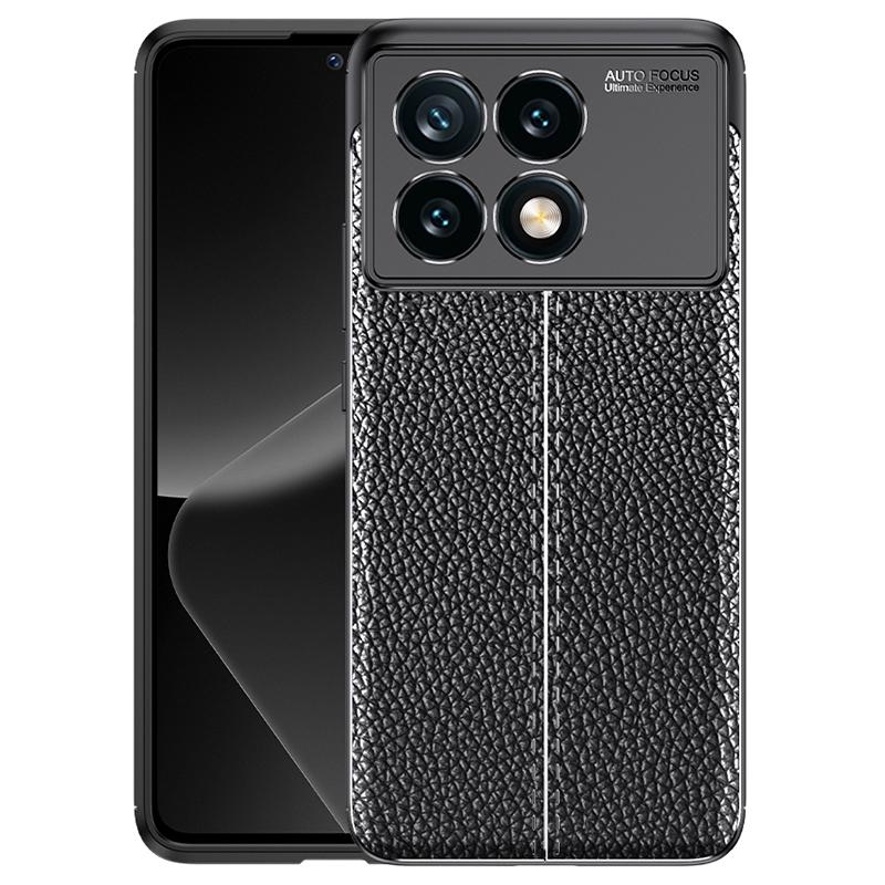 

For Xiaomi Redmi K70E 5G/Poco X6 Pro 5G TPU Case Shock Absorbing Litchi Texture Back Cover Black