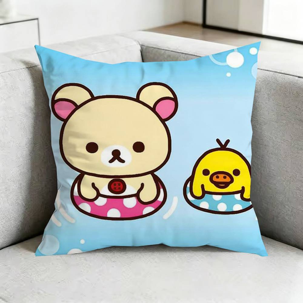 Funny Rilakkuma Bbear Square DoubleSided printed Pillow Case Bedroom Bedside Pillow Sofa Cushion Cover Gift