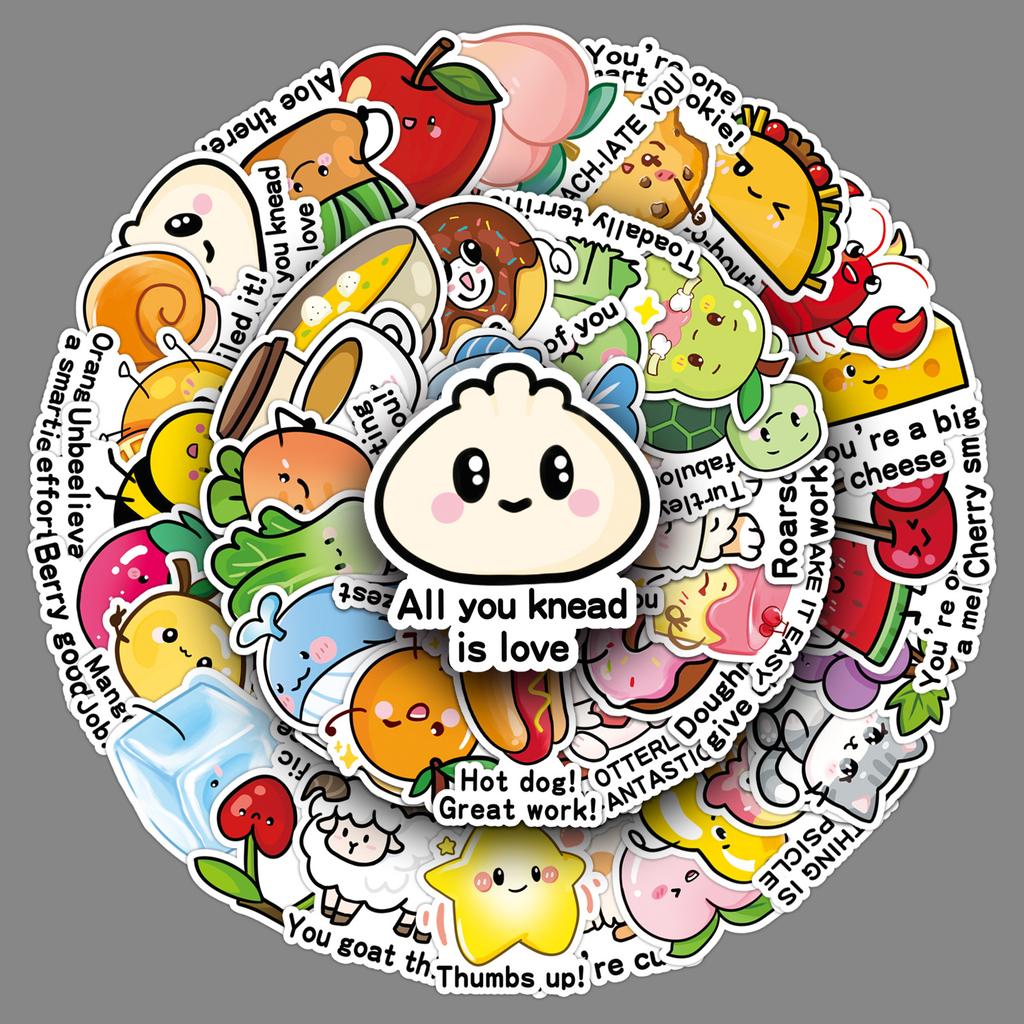 50 English Homophone Puns Children's Reward Original Positive-Minded Inspirational Waterproof Decorative Gooka Stickers