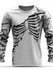 3D Stampa Scheletro Teschi Modello T-shirt Uomo Manica lunga Moda casual T-shirt Top Felpa Traspirante Streetwear T-shirt allentate
