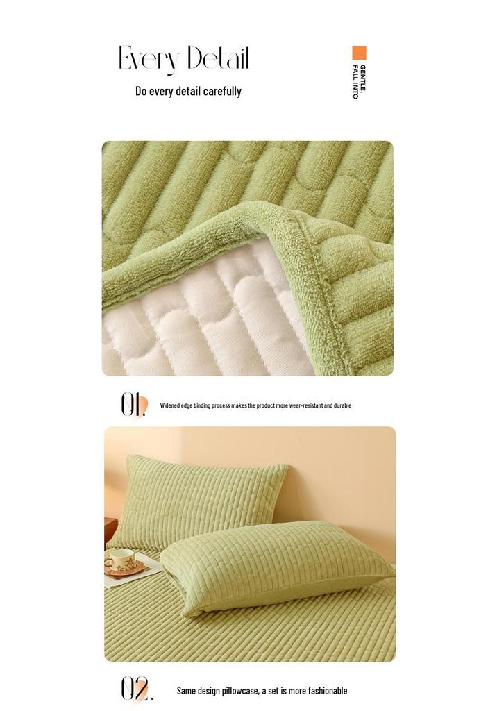 Class A Quilted Fleece Single Bed Cover – Thick, Non-Slip, Dustproof Tatami Bedding Cover