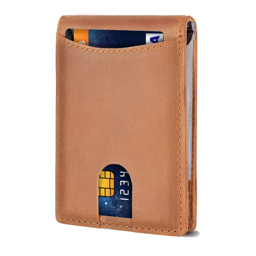 Hot-Selling Men's Slim Bi-Fold RFID Anti-Theft Wallet with Pull-Out Credit Card Holder