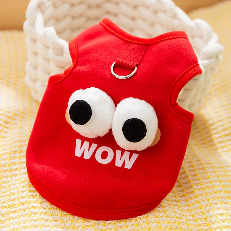 Cute Eye Print Pet Hoodie Thin Fleece Dog Cat Sweater Warm Two Legs Outfit Winter Clothes Leash Hole Design Soft Thermal Pet Clothing