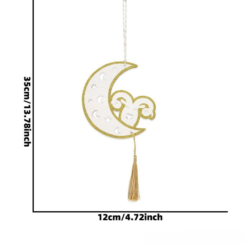 3pcs Wooden Handicrafts Hanging Ornaments for Ramadan, Star and Moon Tassel Hanging Ornaments, Home Decoration,Hanging Ornaments