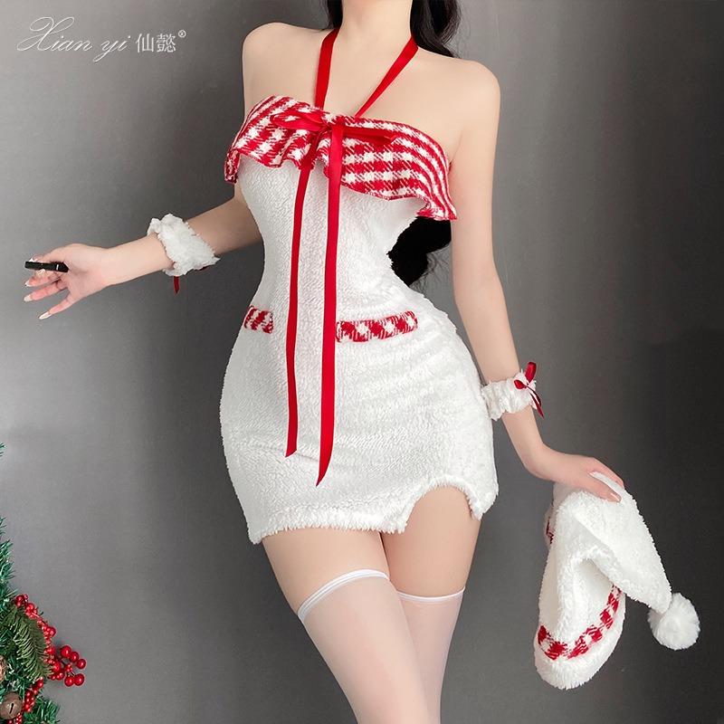 Sex Underwear Christmas Clothes Neck Dress Pure Desire Wind Nightclub Performance Passion Temptation Uniform Woman