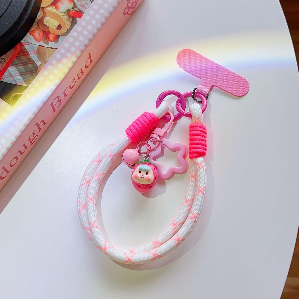 Colorful Candy Style Lanyard Phone Case with Dopamine Wrist Strap - Creative Cartoon Design