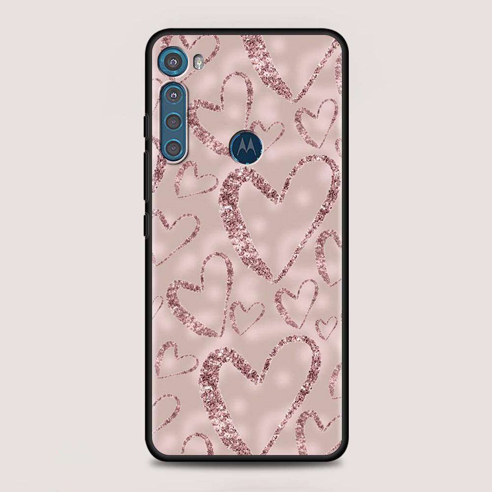 Pink Rose Bling Picture For MOTOROLA One Fusion Case for Moto G10 G9 G8 Plus Play Power One G20 G30 G40 G50 G60 Edge 20 Shell