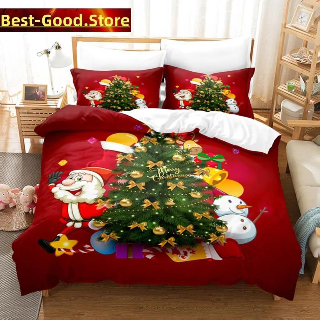 3D Christmas Quilt Cover Bedding Set Duvet Comforter Pillow Case Bed Linens Twin Queen King Double Full Single Bedroom