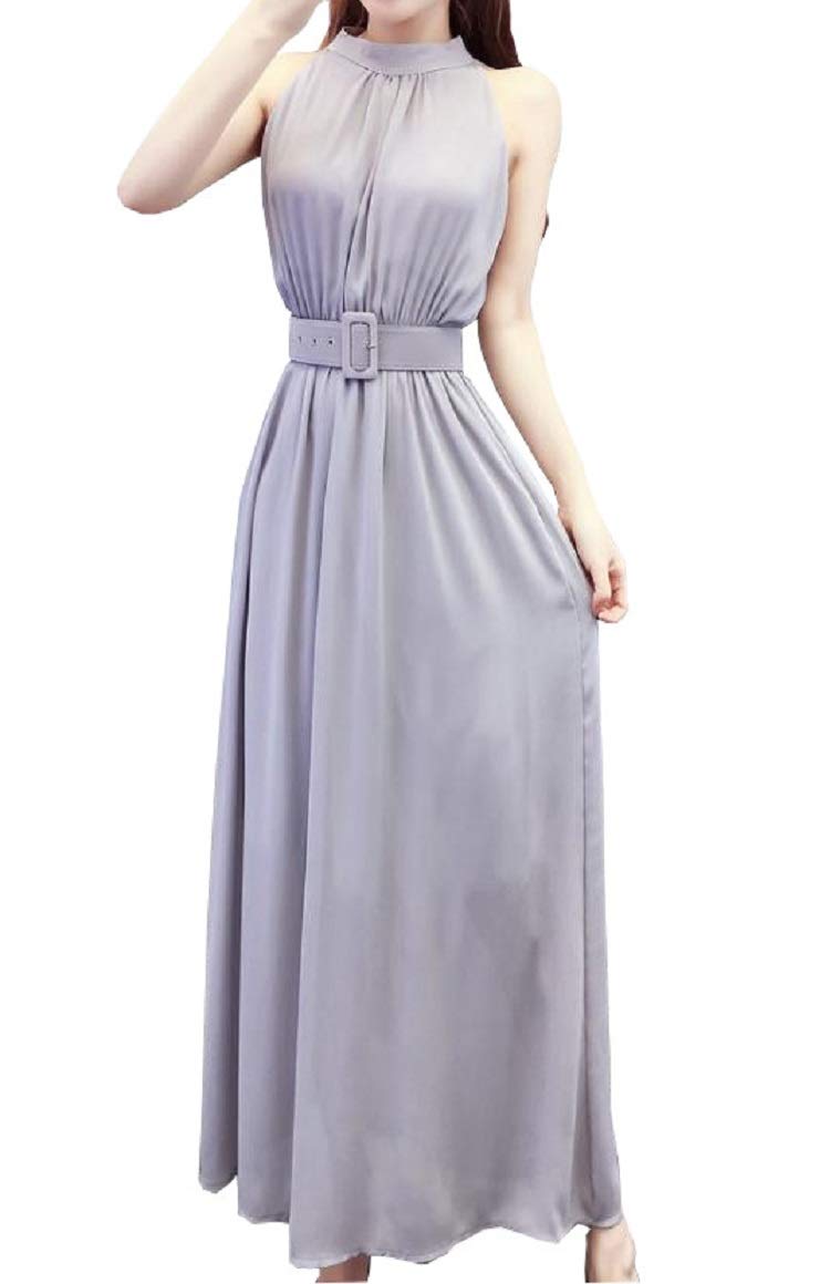 

Блестящее длинное платье на весь день с шифоновым макси без рукавов, идеально подходящее для повседневной носки и RW30GRL пояс, саморегулирующееся платье, вечеринки, мероприятия, курорты, носка, серый