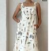 New Women's Sleeveless Tie-Up Strappy Sexy Printed Maxi Dress