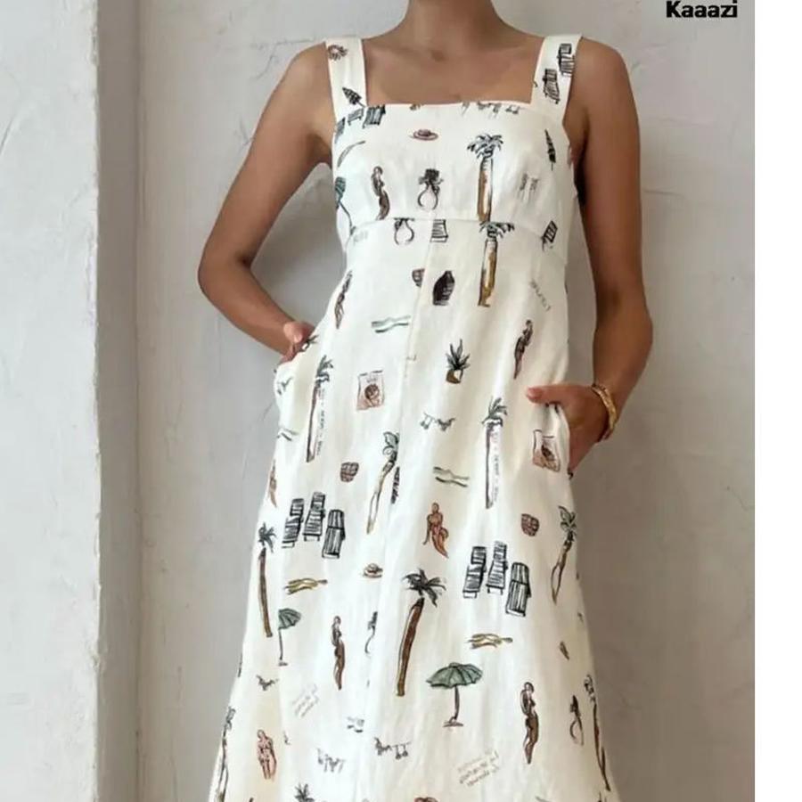 New Women's Sleeveless Tie-Up Strappy Sexy Printed Maxi Dress