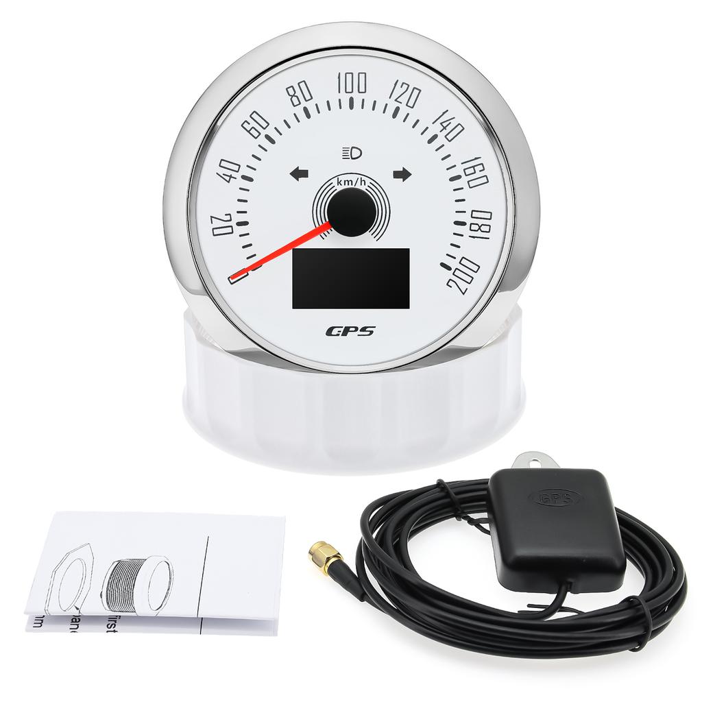 85MM Digital GPS Speedometer 0-160MPH 0-200KMH Speed Meter With GPS Antenna For Car Marine Boat 7 Color Backlight Speed Gauge