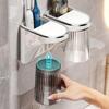 Wall Mounted Toothbrush Storage Organizer ABS Magnetic Toothbrush Holders Household No Punching Mouthwash Cup Dispenser